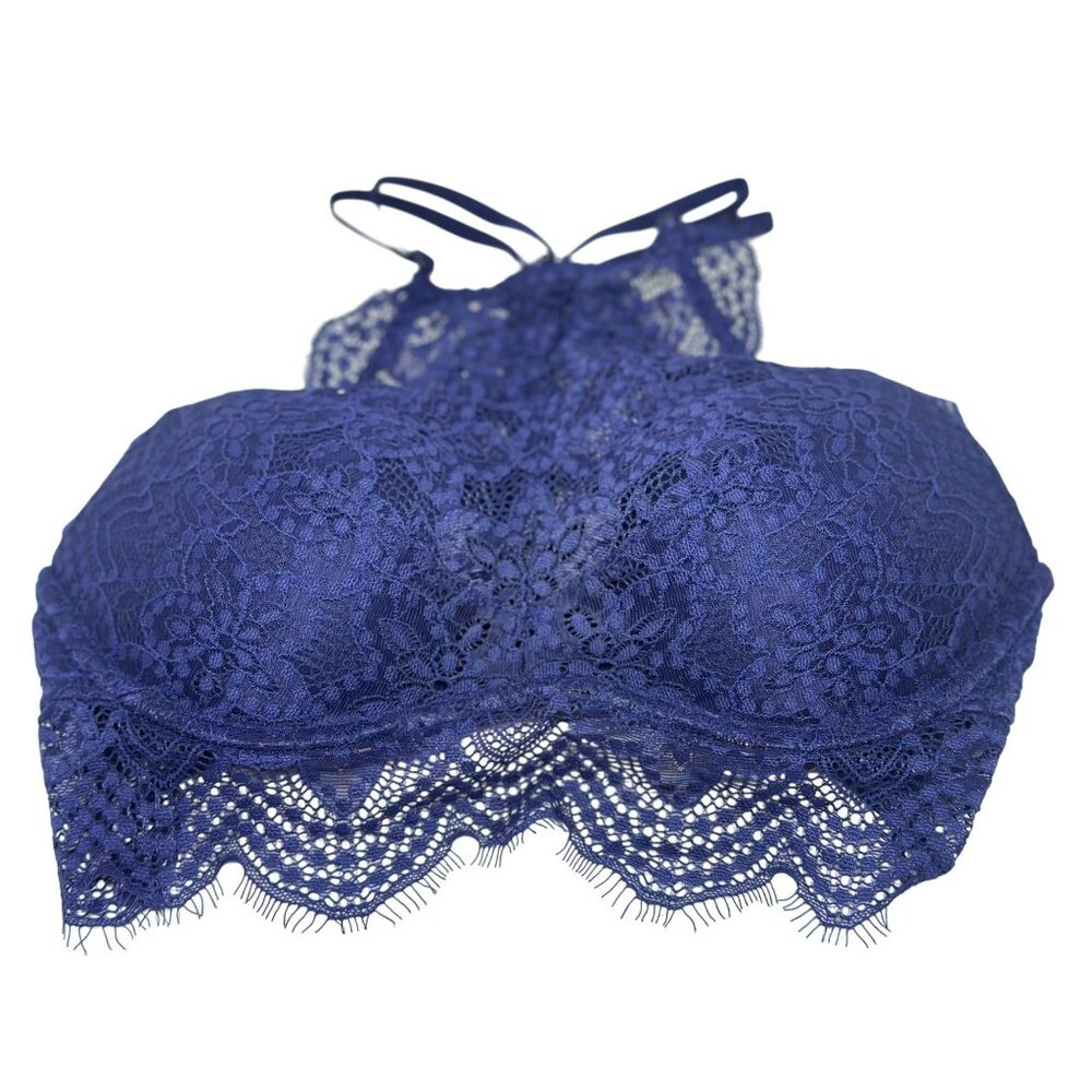 Victoria’s Secret‎ Push-Up Bra – Navy Blue Lace Bralette, Padded, XS/TP